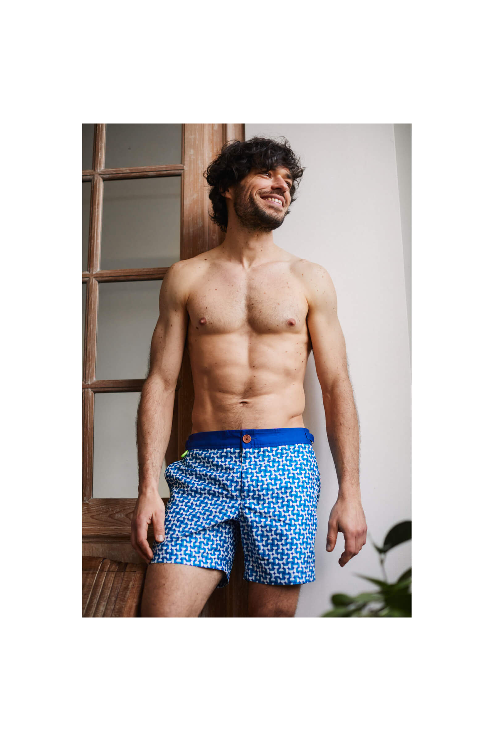 Man wearing a swimsuit with buttoned belt Full Moon