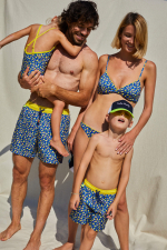 Boy wearing a swimsuit with buttoned belt Meno Lemonade