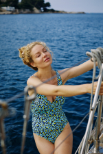 Woman wearing a one-piece swimsuit Tropical Leopard