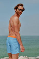 Man wearing a swimsuit with buttuned belt Air Sky Blue Azulejos