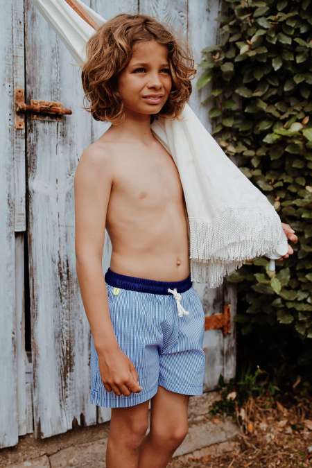 Boy's Swimwear MENO Blue Seersucker | GILI'S