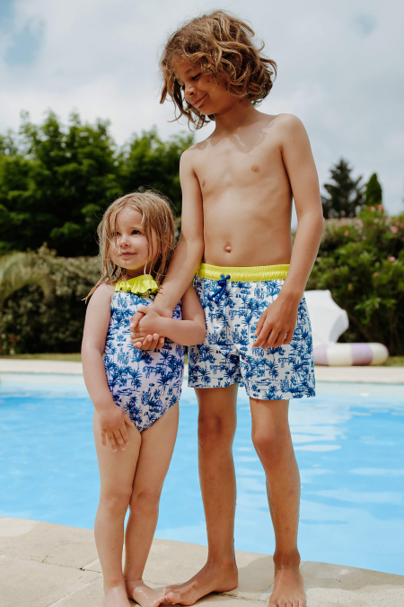 Girl's One-Piece Swimwear JAVA Toile de Jouy Balinaise inspiration | GILI'S